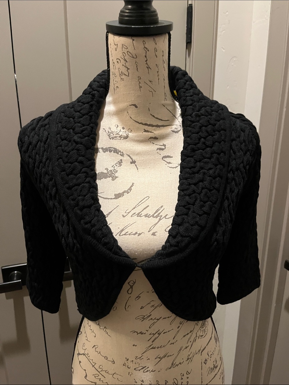 Macy's INC. Cable Knit Bolero Cardigan - BLACK - MED - NWT